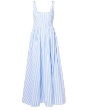 Sportmax Filmato Striped Cotton Poplin Midi Dress - Blue