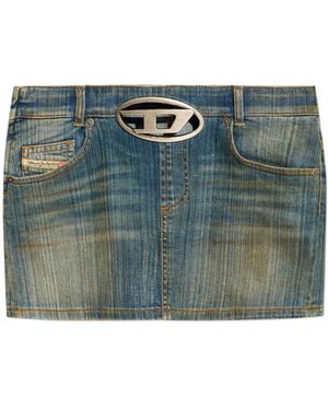 DIESEL Logo-Plaque Denim Mini Skirt - Blue