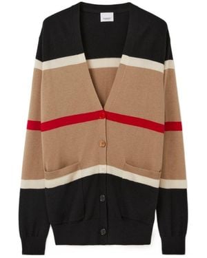 Burberry Icon Stripe Knitted Cardigan - Black
