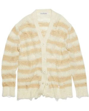 Acne Studios Striped Distressed Button-Up Cardigan - Natural