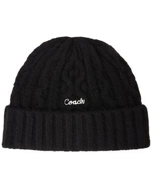 COACH Turn-Up Knit Hat - Black