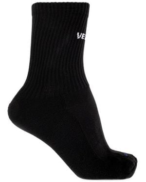 Vetements Logo Intarsia Socks - Black