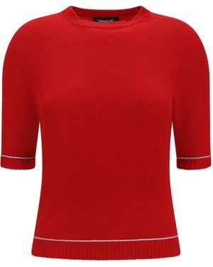 Fabiana Filippi Brushed Short-Sleeve Knitted Top - Red
