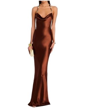 retroféte Finley Cowl-Neck Beaded-Strap Maxi Dress - Brown