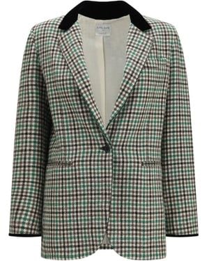 forte_forte Checked Single-Breasted Blazer - Green