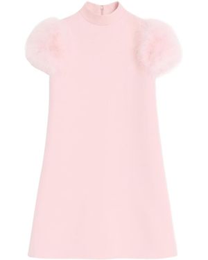 Valentino Crepe Couture Feather Mini Dress - Pink