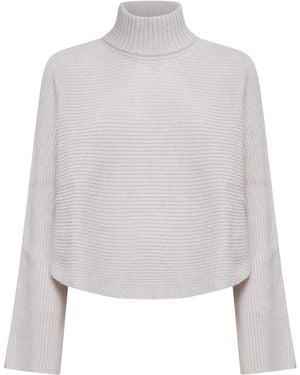 Alysi Wide-Sleeve Cropped Jumper - White