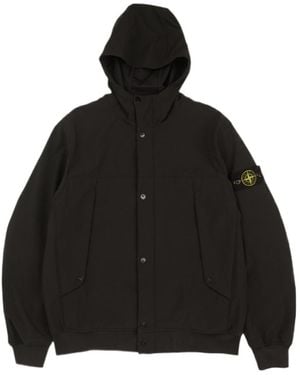 Stone Island Button-Up Hooded Jacket - Black