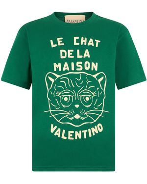 Valentino Chat De La Maison-Printed Crewneck T-Shirt - Green