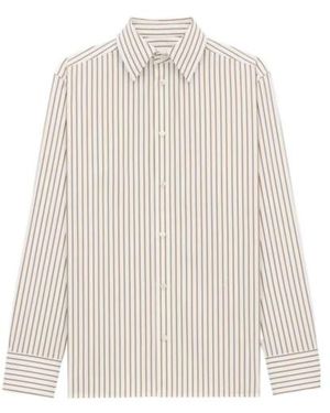 Saint Laurent Striped Long-Sleeved Shirt - White