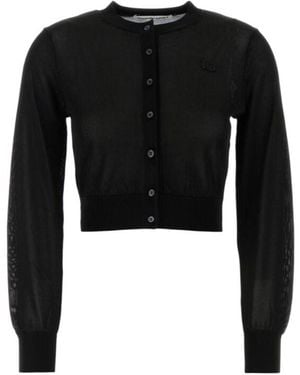 T By Alexander Wang Logo Patch Cropped Knit Cardigan - Black