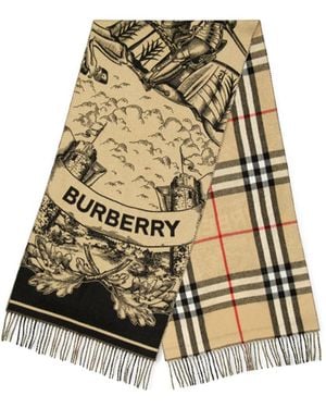 Burberry Double-Sided Fringe Long Scarf - Natural