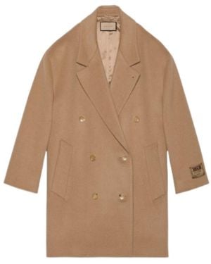 Gucci Double-Breasted Coat - Natural