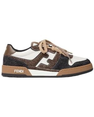 Fendi Ff Logo Printed Low-Top Trainers - Brown