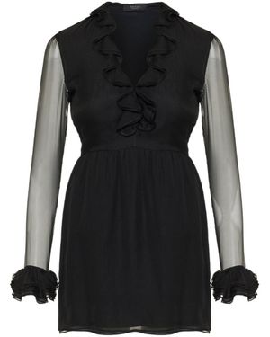 Gucci Ruffled Silk-Chiffon A-Line Mini Dress - Black