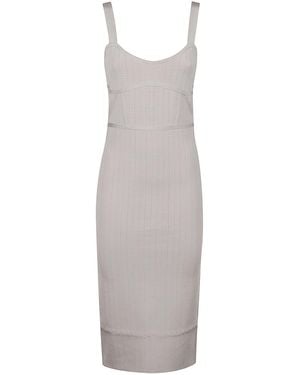 Patrizia Pepe Fitted Jacquard Knit Midi Dress - White