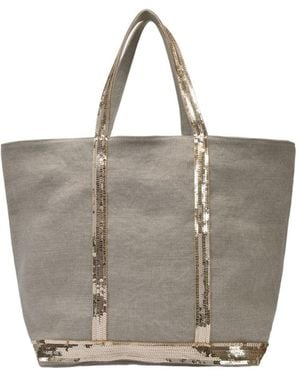 Vanessa Bruno Logo Sequins Decorated Tote Bag - Gray