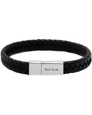 Paul Smith Braided Logo Engraved Bracelet - White