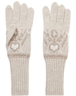 KHAITE Domini Fair Isle Cashmere Gloves - White