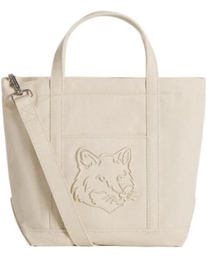 Maison Kitsuné Maison Kitsuné Fox Head Small Tote Bag - White