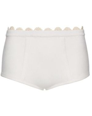 Magda Butrym Ribbed Scalloped-Trim Shorts - White