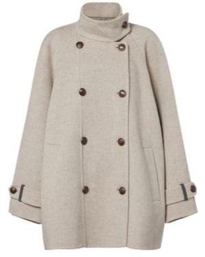 Brunello Cucinelli Double-Breasted Wool And Cashmere Coat - Natural