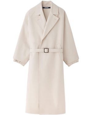 Jacquemus Belted Cuffed Trench Coat - White