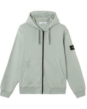 Stone Island Logo Patch Zip-Up Hoodie - Grey