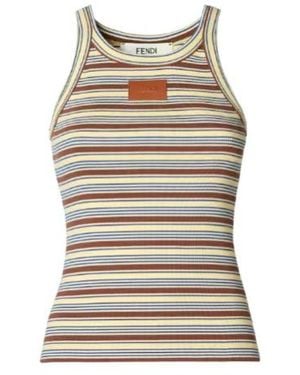 Fendi Striped Ribbed Tank Top - Multicolour