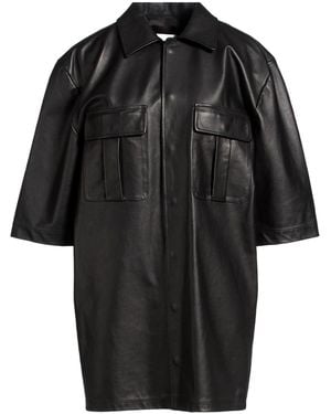 MM6 by Maison Margiela Solidcolor Leather Shirt - Black