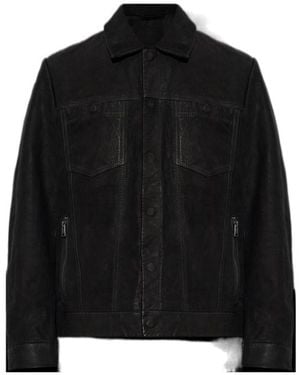 AllSaints Classic Single-Breasted Leather Jacket - Black