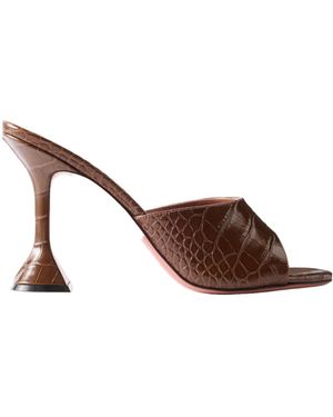 AMINA MUADDI Croc-Effect Leather Mules - Brown