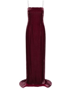 ROTATE BIRGER CHRISTENSEN Silk Velvet Strap Dress - Red