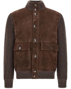 Brunello Cucinelli Suede Panel Blouson Jacket - Brown