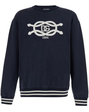 Dolce & Gabbana Cotton Sweatshirt With Embroidery - Blue