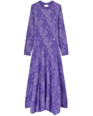 Ganni Sheer Flower Dress - Purple