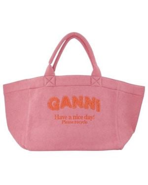 Ganni Terry-Cloth Tote Bag - Pink