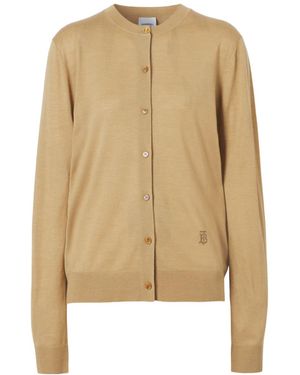 Burberry Tb Monogram Knitted Cardigan - Natural