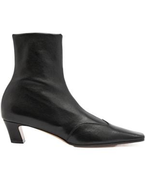 KHAITE Nevada 40 Leather Ankle Boots - Black