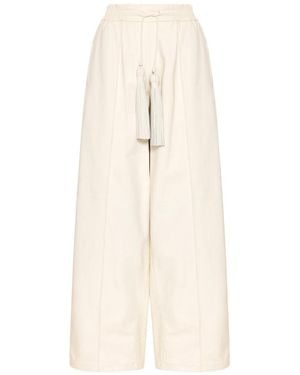 Bottega Veneta Wide-Leg Tassel-Tie Trousers - Natural