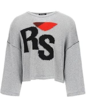 Raf Simons Intarsia-Logo Sweater - Gray