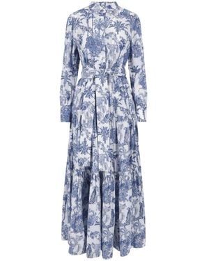 MC2 Saint Barth Jensen Button-Fastening Maxi Dress - Blue