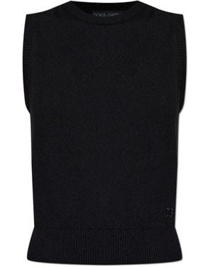 Dolce & Gabbana Dg Embroidered Knitted Top - Black