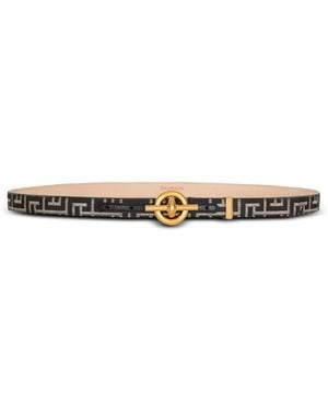 Balmain Monogram Jacquard T-Bar Belt - White