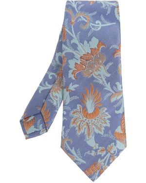 Etro Floral Motif Jacquard Tie - Blue