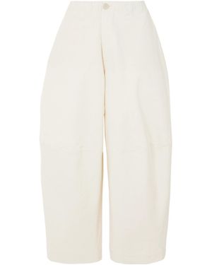 Lauren Manoogian High-Waisted Wide-Leg Cotton Trousers - White