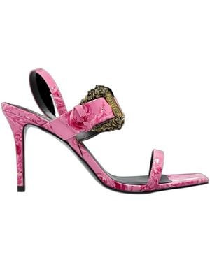 Versace Jeans Couture Couture Barocco Buckle Heeled Sandals - Pink