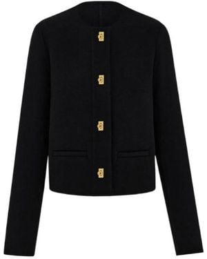 Ferragamo Wool And Cashmere Gancini Jacket - Black