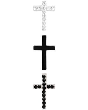 Celine Cross Set Of 3 Studs - White