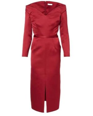 Safiyaa Asuman Off-Shoulder Midi Dress - Red